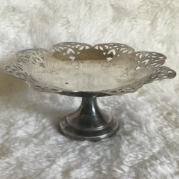 VTG Silver Plated Small Pedestal Dish, Footed Dish - Picture 6 of 9